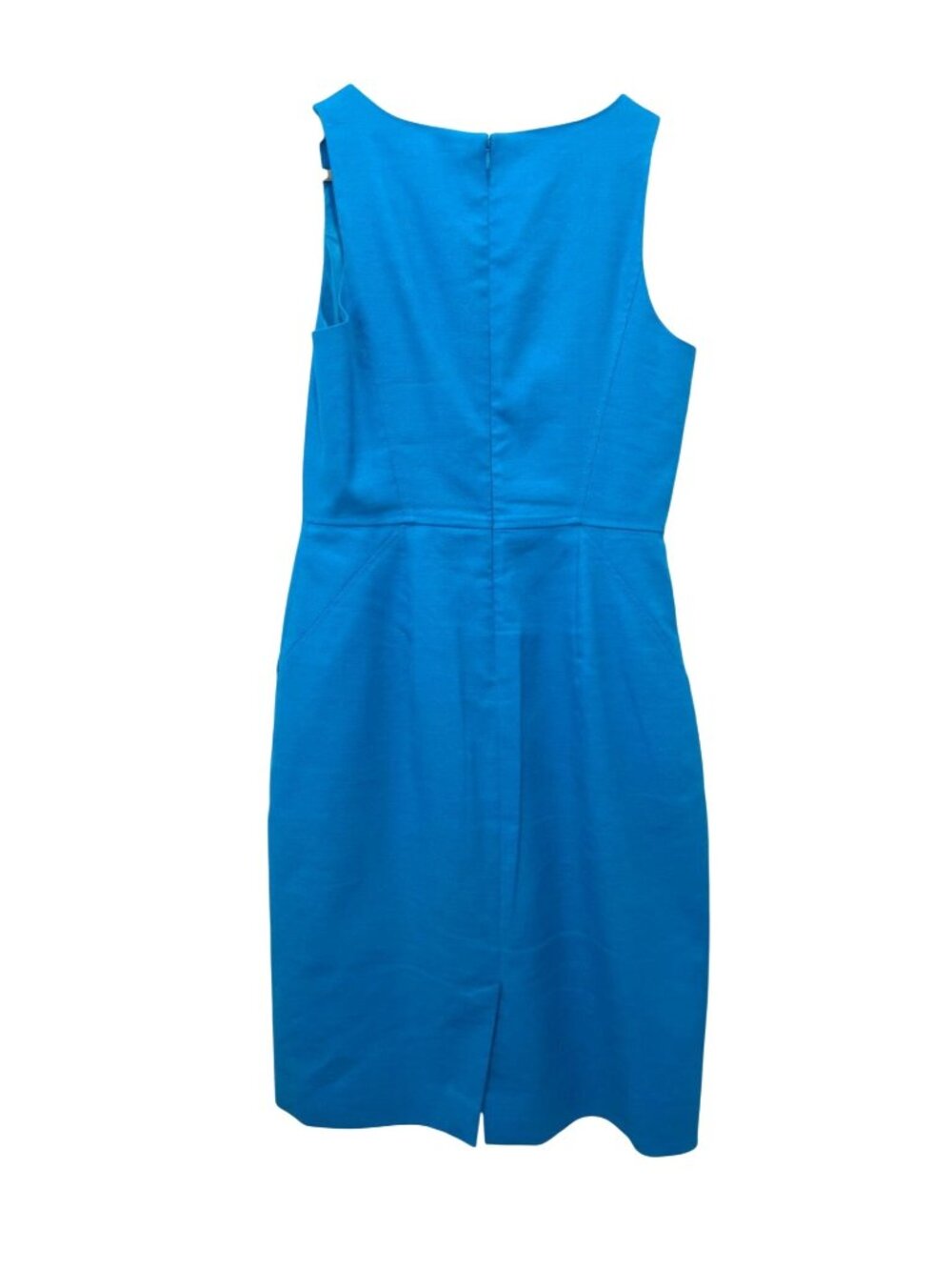 J.CREW Resume Turquoise Scoopneck Dress In Stretch Linen Blend Sz 4 - Picture 2 of 9